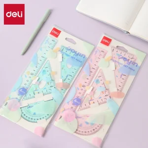 deli EH660 Ruler Set, 20cm ruler 4pcs set, Blue, Pink