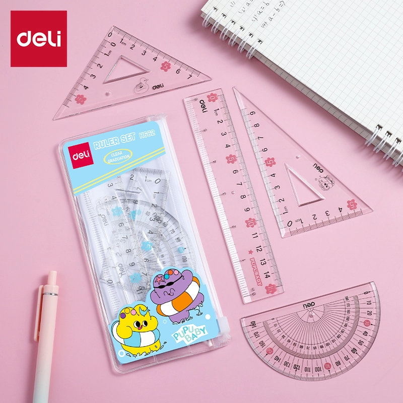 deli EH662 Ruler Set, Pink, Blue