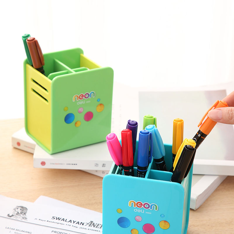 deli EH85104 Pen Holder, 80x85x105mm, Assorted Colors - Image 3