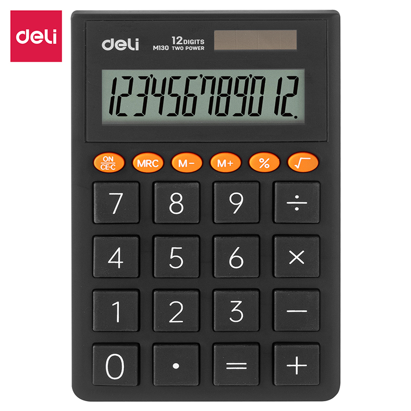 deli EM130 Portable Calculator, 70.2*8.5*112.2mm, Dark Grey