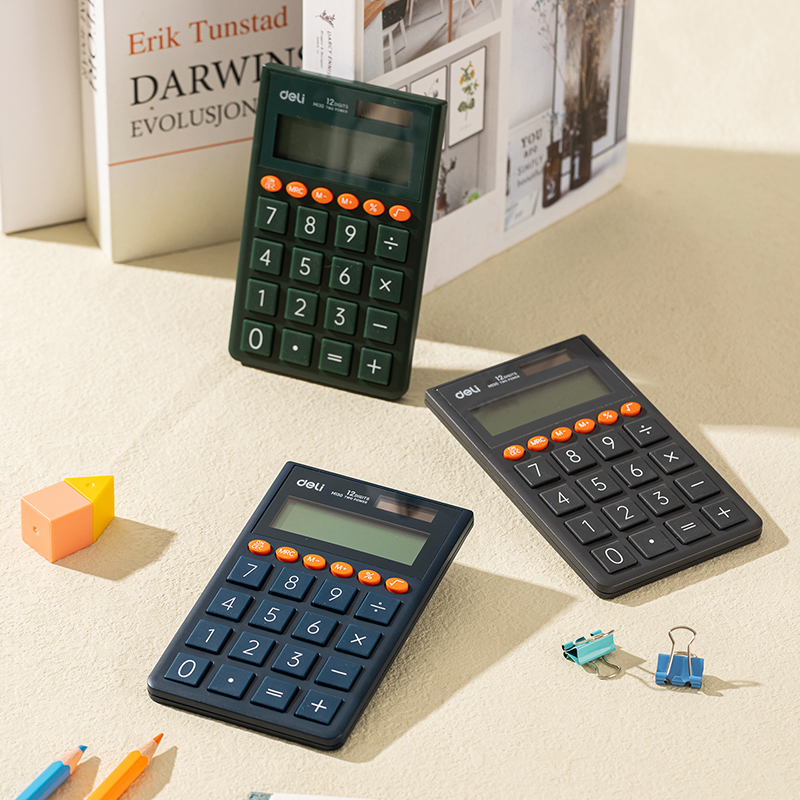 deli EM130 Portable Calculator, 70.2*8.5*112.2mm, Dark Grey - Image 4