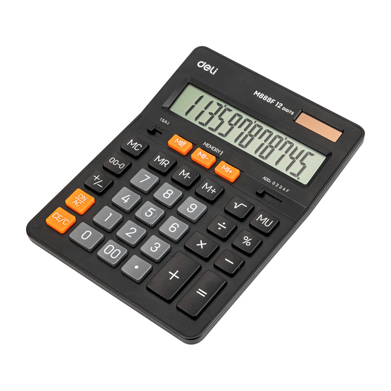 deli EM444 Dual-memory Calculator, Plastic-12 digits, Black - Image 7