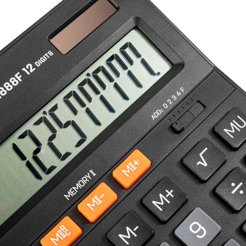 deli EM444 Dual-memory Calculator, Plastic-12 digits, Black - Image 9