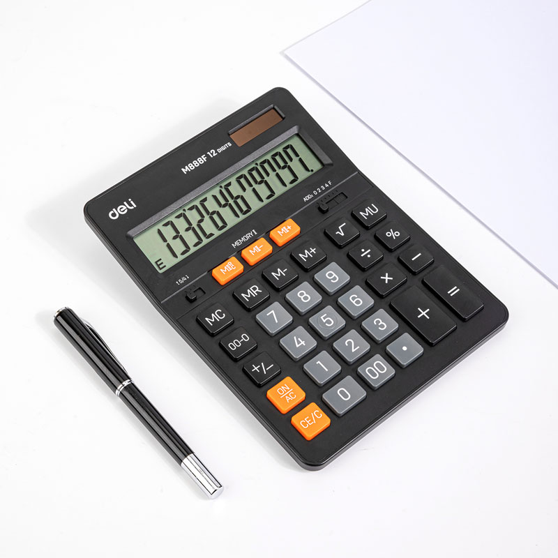 deli EM444 Dual-memory Calculator, Plastic-12 digits, Black - Image 10