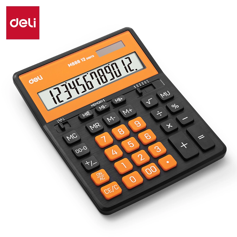 deli EM888A Dual Memory Calculator, Black Orange - Image 2