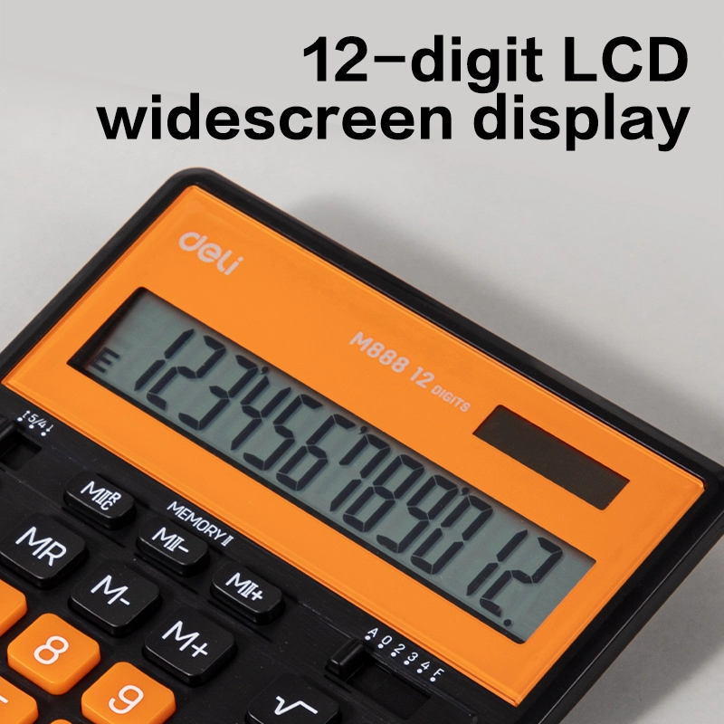 deli EM888A Dual Memory Calculator, Black Orange - Image 5