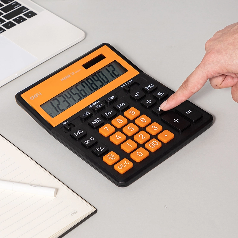 deli EM888A Dual Memory Calculator, Black Orange - Image 6