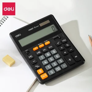 deli EM888T Calculator, 12 digits, Black
