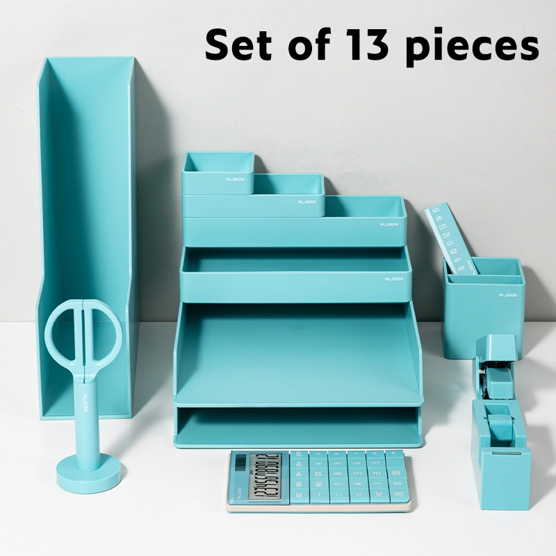 deli ENS003 Desk Organizer Set, Blue - Image 3