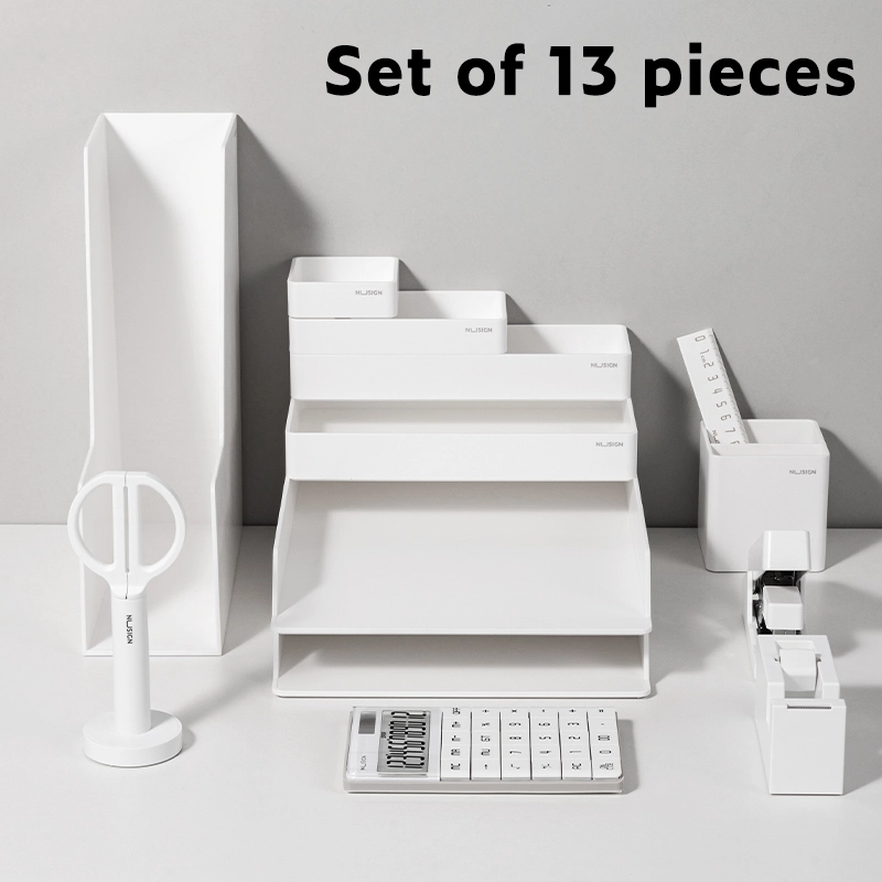 deli ENS003 Desk Organizer Set, White - Image 3