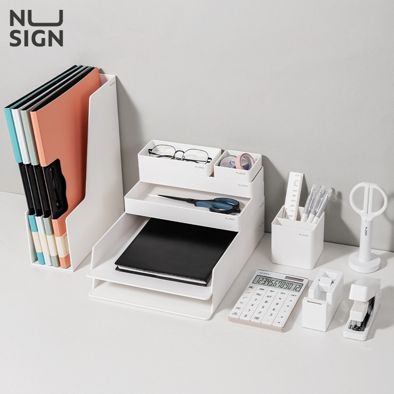 deli ENS003 Desk Organizer Set, White
