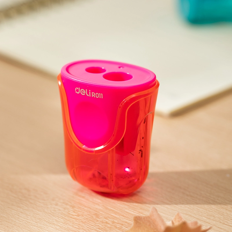 deli ER01100-MT Pencil Sharpener, 2 hole-for pencil φ8mm/φ12mm, Yellow, Red, Blue - Image 3