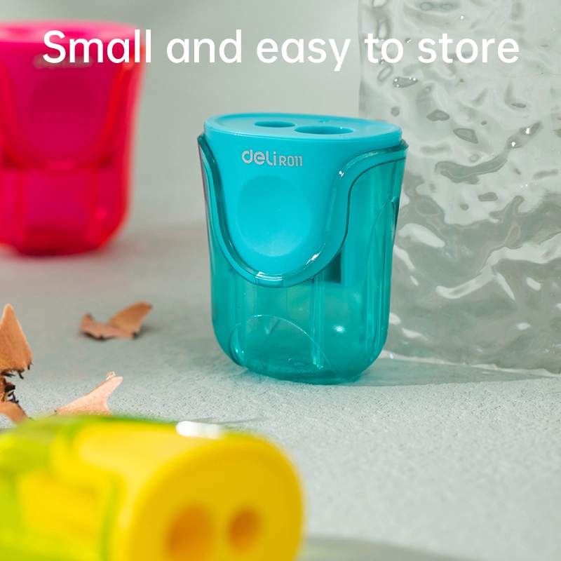 deli ER01100-MT Pencil Sharpener, 2 hole-for pencil φ8mm/φ12mm, Yellow, Red, Blue - Image 4