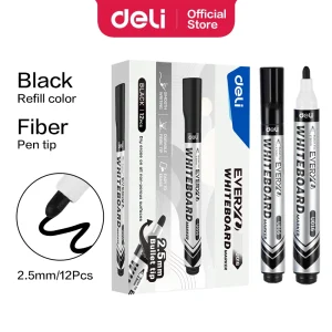 deli EU016-BK Whiteboard Marker, Bullet tip: 2.5mm, Black
