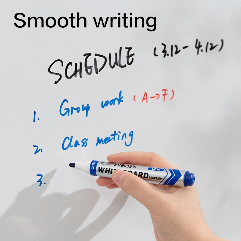 deli EU016-RD Whiteboard Marker, Bullet tip: 2.5mm, Red - Image 4