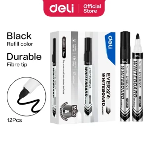deli EU017-BK Whiteboard Marker, Bullet tip: 1.5mm, Black