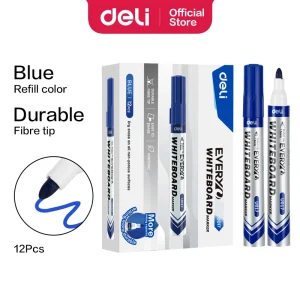 deli EU017-BL Whiteboard Marker, Bullet tip: 1.5mm, Blue