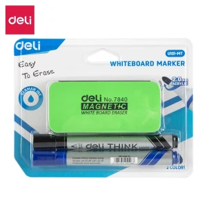 deli EU101-MT Whiteboard Marker, Bullet tip: 2.0mm, Blue, Black