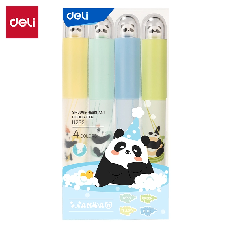 deli EU233 Highlighter, Yellow, Green, Cyan, Blue - Image 2