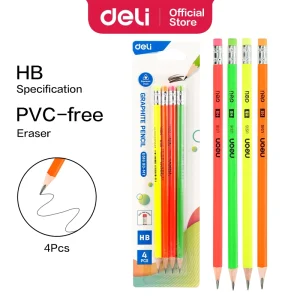 deli EU51600-MT Graphite Pencil, HB φ2.2mm Hexagonal Barrel, Assorted Colors