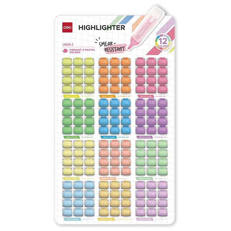 deli EU628-J Highlighter, 12 Colors