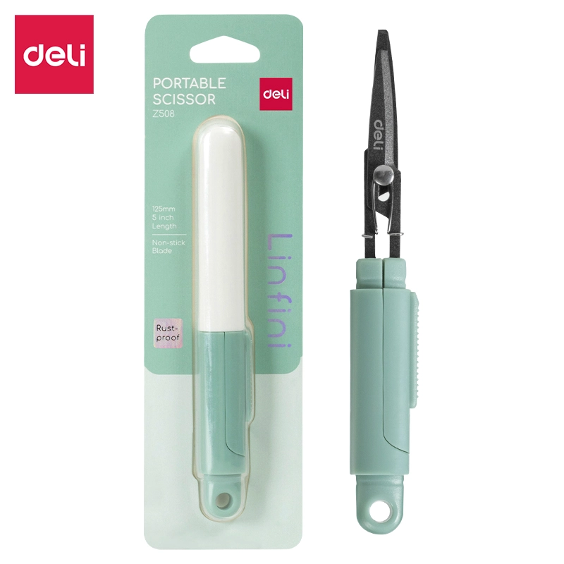 deli EZ508 Portable Scissors, 125mm 5inch Length, Green