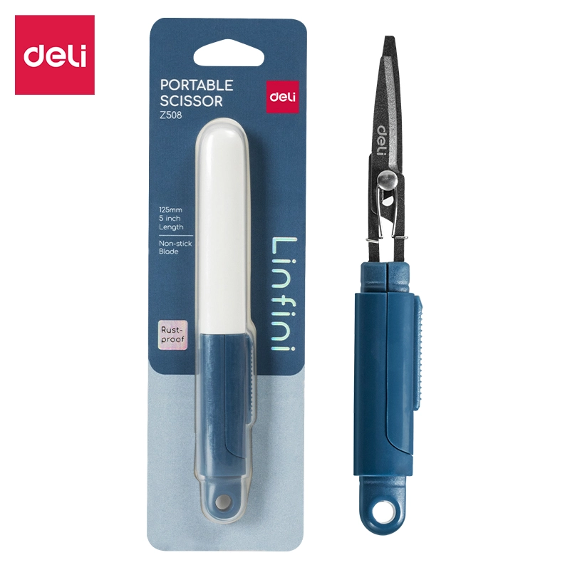 deli EZ508 Portable Scissors, 125mm 5inch Length, Blue