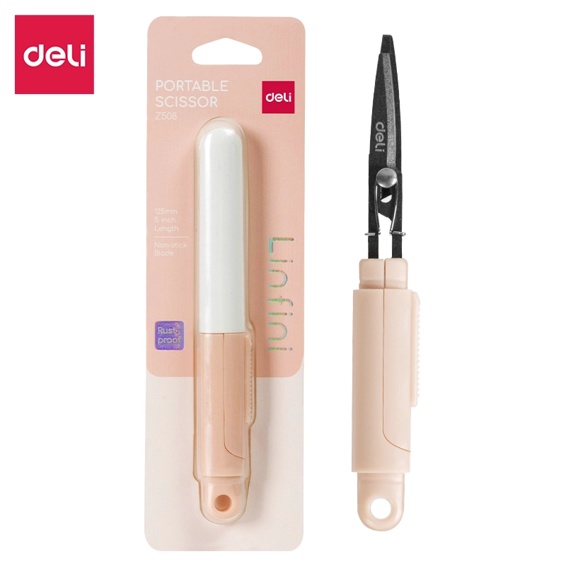 deli EZ508 Portable Scissors, 125mm 5inch Length, Pink