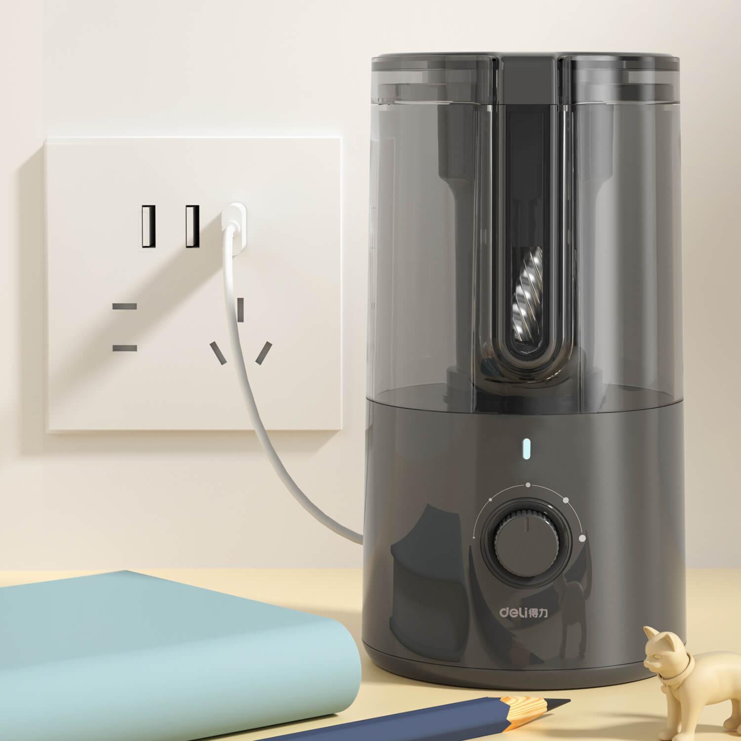 deli VA8-1 Electric Rotary Pencil Sharpener, φ6.9mm-8mm, Blue - Image 6