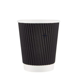 Disposable Black Ripple Paper Cup 8 Oz [236 ml] Pack of 25 pcs