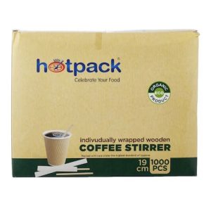 Disposable Wooden Stirrers 19 cm individually wrapped (Box of 1000 pcs)