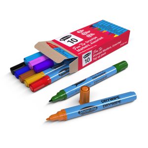Show-Me Box Of 10 Fine Tip Slim Barrel Whiteboard Markers In Assorted Colours