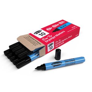Show-Me Box Of 10 Fine Tip Slim Barrel Whiteboard Markers In Black