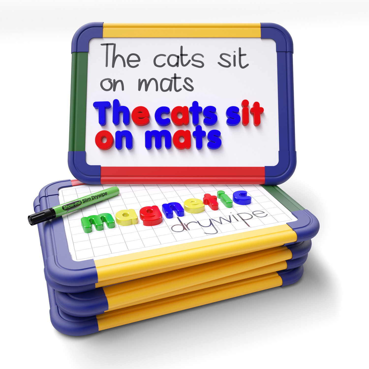 Show-me Pack of 10 A4 Framed Magnetic Drywipe Boards Gridded/Plain