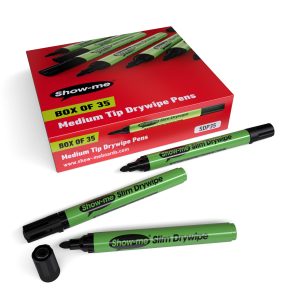 Show-Me Class Pack Of 35 Medium Tip Slim Barrel Whiteboard Markers In Black