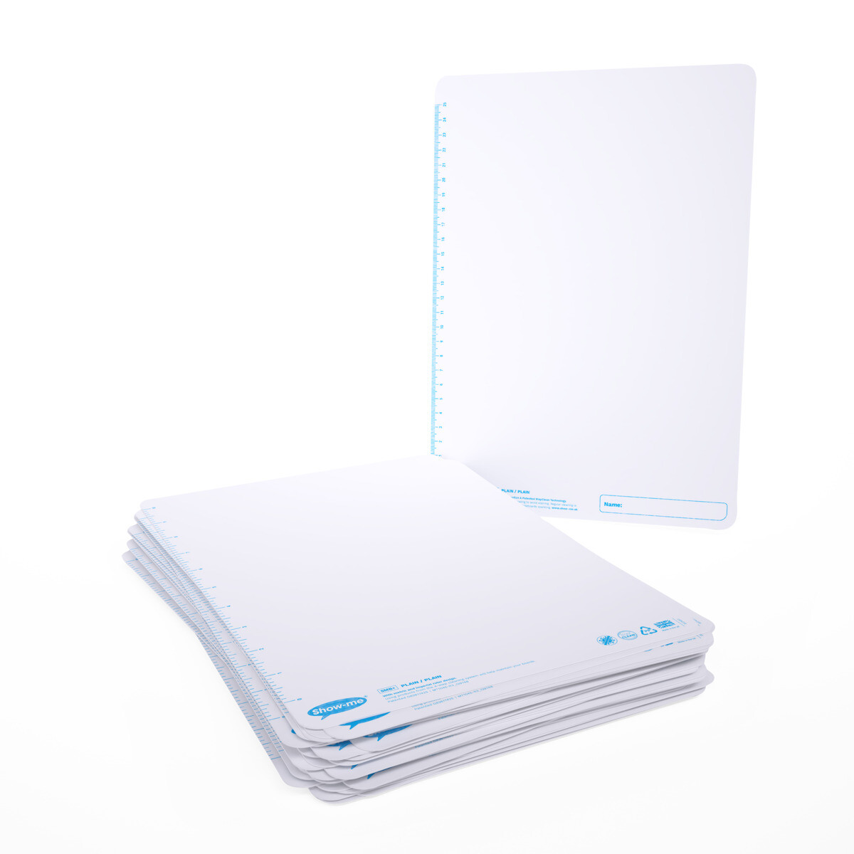 Show-Me Pack Of 35 X A4 Plain/Plain Whiteboards