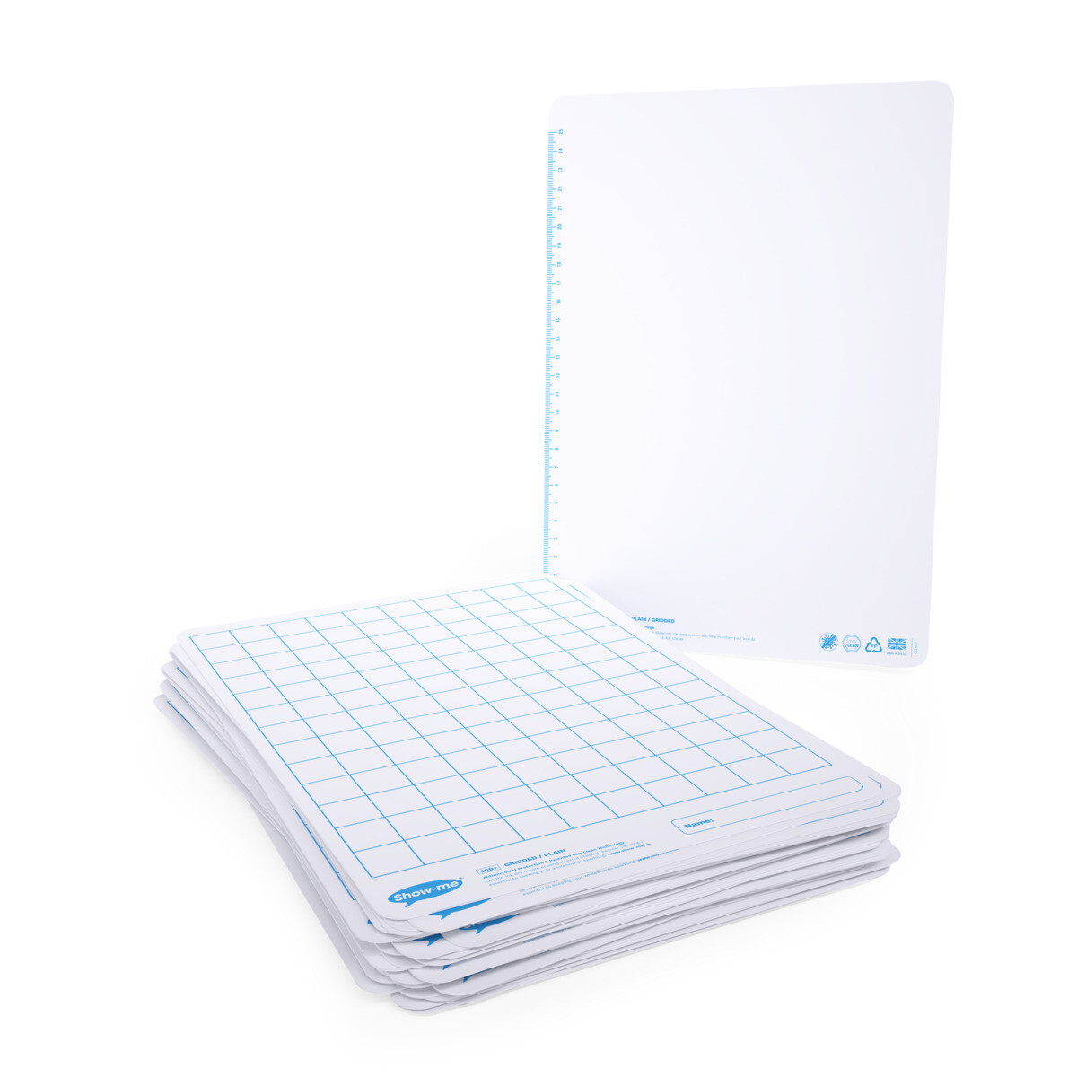 Show-Me Pack Of 35 X A4 Gridded/Plain Whiteboards