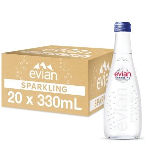 Evian Sparkling water 330ml x 20 glass bottles