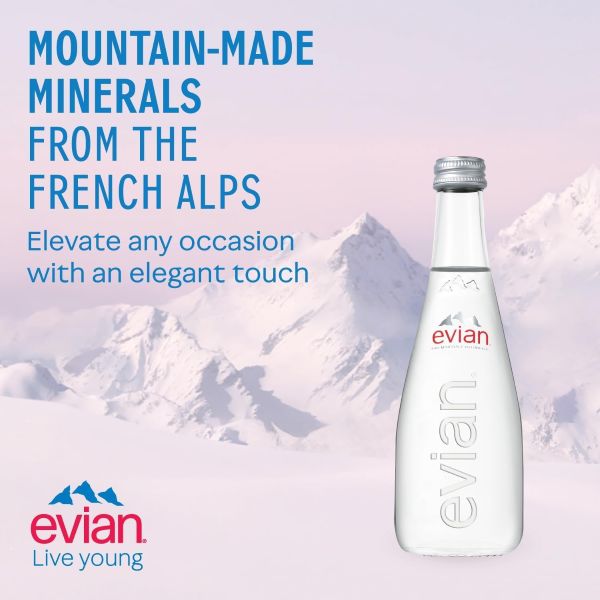 Evian Still water 330ml x 20 glass bottles - Image 3