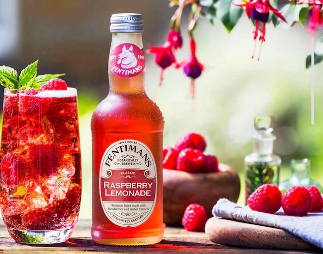 Fentimans Raspberry Lemonade 275 ml x 12 glass bottles