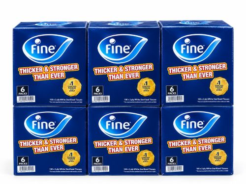 Fine Facial Tissue, 100 Sheets, 2-Ply, Carton of 6 Packs (36 Boxes)