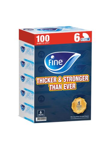 Fine Facial Tissue, 100 Sheets, 2-Ply, Carton of 6 Packs (36 Boxes) - Image 3