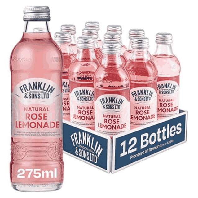 Franklin and Sons Natural Rose Lemonade 275ml x 12 Glass Bottles