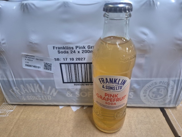 Franklin & Sons Pink Grapefruit Soda 200ml x 24 glass bottles