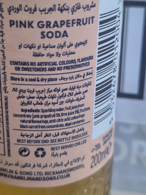 Franklin & Sons Pink Grapefruit Soda 200ml x 24 glass bottles - Image 3