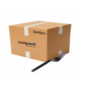 Hotpack Heavy Duty Black Plastic Fork, 50 Pieces per Pack (20 Packs per Carton)
