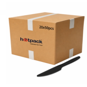 Hotpack Heavy Duty Black Plastic Knife, 50 Pieces per Pack,(20 Packs per Carton)