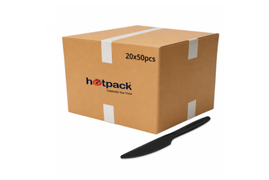 Hotpack Heavy Duty Black Plastic Knife, 50 Pieces per Pack,(20 Packs per Carton)