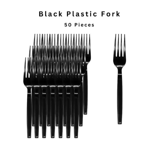 Hotpack Heavy Duty Plastic Fork (Black Colour) 50 pcs