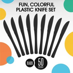 Hotpack Heavy Duty Plastic Knife, Black Colour,Pack of 50 pcs